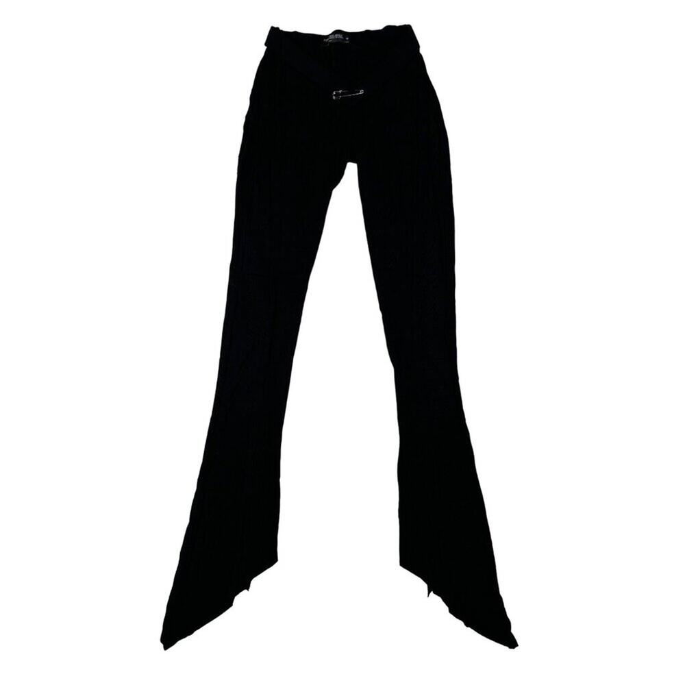 Finesse - Ribbed V Waist Pants in Black